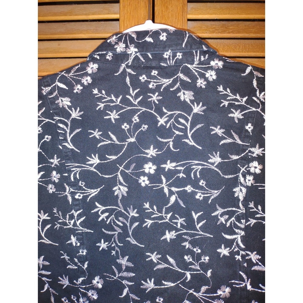 Christopher & Banks Floral Embroidered Cotton Denim Jacket Black White - Med‎ - Picture 7 of 12